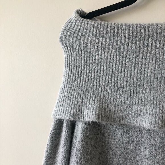 Olivaceous Grey Off Shoulder Soft Cozy Sweater - Picture 3 of 8